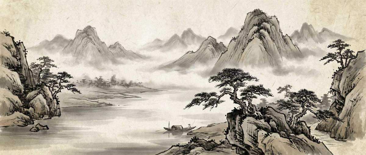 问鼎娱乐 - 水墨山水画背景